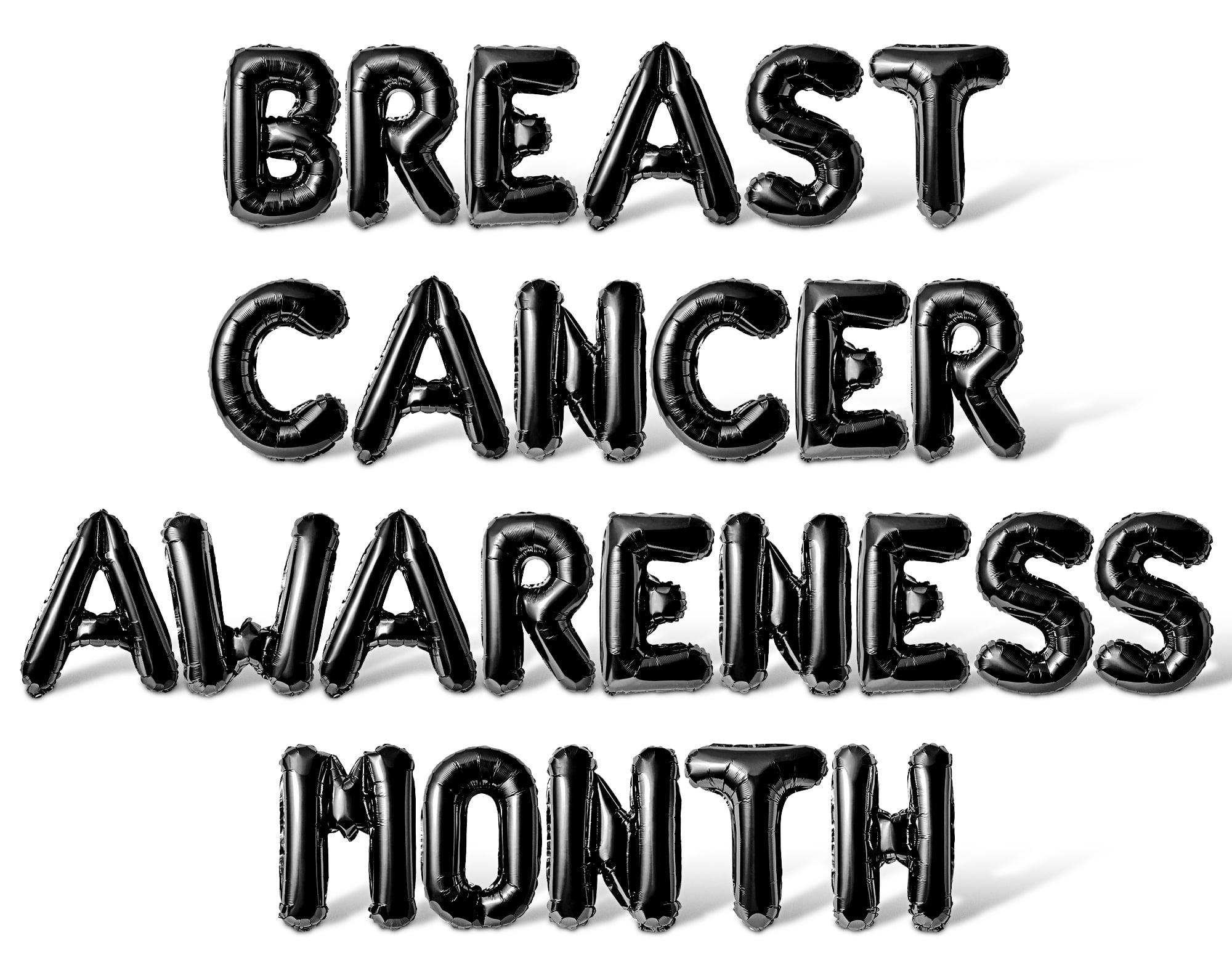 Letter Balloons - BREAST CANCER AWARENESS MONTH 16" Inch Alphabet Letters Foil Mylar Balloon Breast Cancer Awareness Month Party Banner (Black)