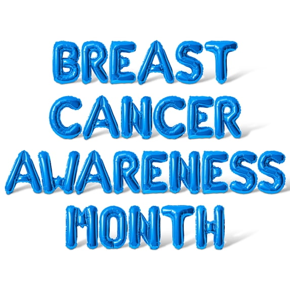 Letter Balloons - BREAST CANCER AWARENESS MONTH 16" Inch Alphabet Letters Foil Mylar Balloon Breast Cancer Awareness Month Party Banner (Blue)