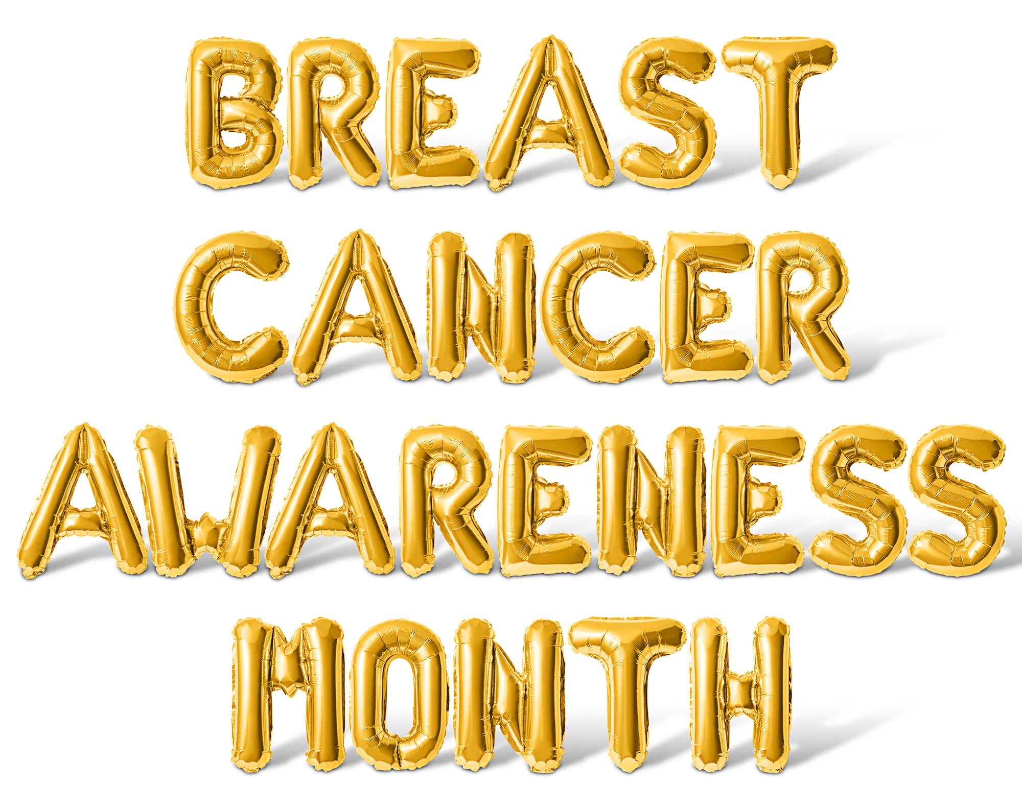 Letter Balloons - BREAST CANCER AWARENESS MONTH 16" Inch Alphabet Letters Foil Mylar Balloon Breast Cancer Awareness Month Party Banner (Gold)