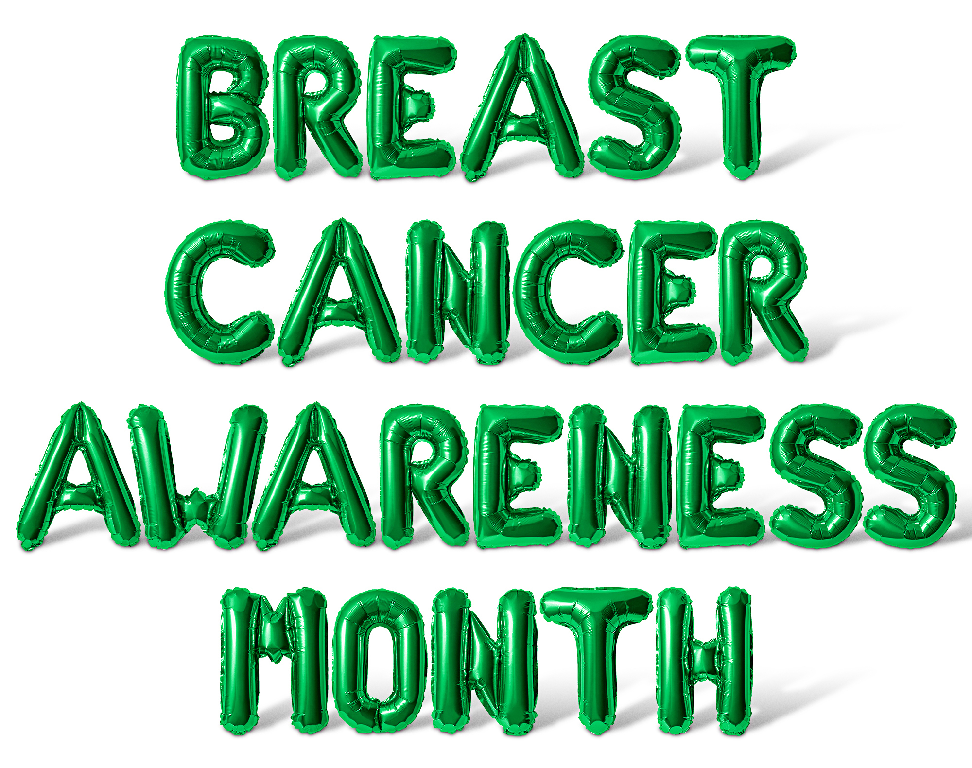 Letter Balloons - BREAST CANCER AWARENESS MONTH 16" Inch Alphabet Letters Foil Mylar Balloon Breast Cancer Awareness Month Party Banner (Green)