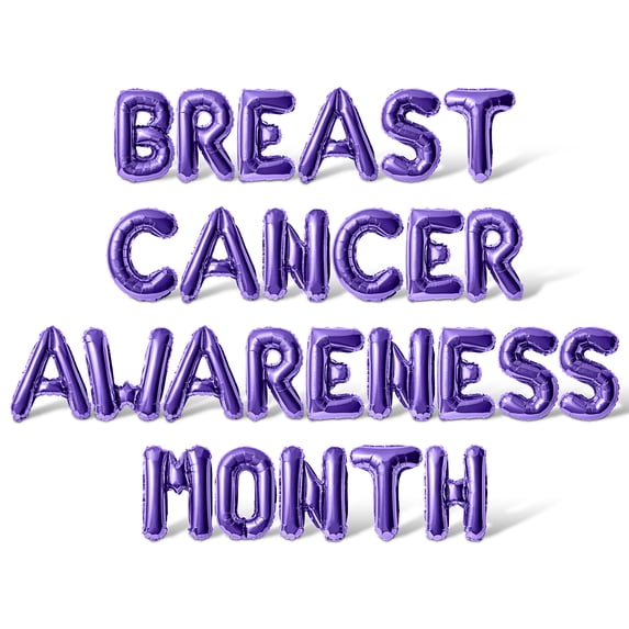 Letter Balloons - BREAST CANCER AWARENESS MONTH 16" Inch Alphabet Letters Foil Mylar Balloon Breast Cancer Awareness Month Party Banner (Purple)