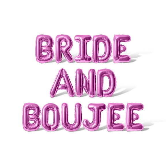 Letter Balloons - BRIDE AND BOUJEE 16" Inch Alphabet Letters Foil Mylar Balloon Bachelorette or Bridal Shower Party Banner (Pink)