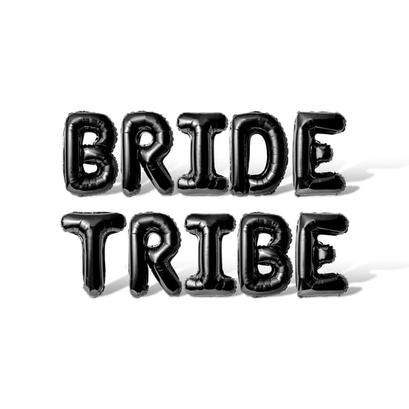 Letter Balloons - BRIDE TRIBE 16" Inch Alphabet Letters Foil Mylar Balloon Bachelorette or Bridal Shower Party Banner (Black)
