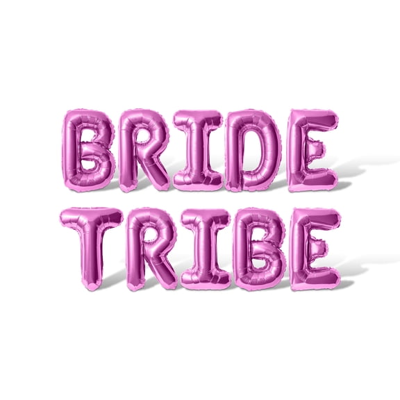 Letter Balloons - BRIDE TRIBE 16" Inch Alphabet Letters Foil Mylar Balloon Bachelorette or Bridal Shower Party Banner (Pink)