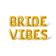 Letter Balloons - BRIDE VIBES 16" Inch Alphabet Letters Foil Mylar Balloon Bachelorette or Bridal Shower Party Banner (Gold)