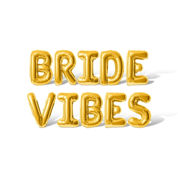 Letter Balloons - BRIDE VIBES 16" Inch Alphabet Letters Foil Mylar Balloon Bachelorette or Bridal Shower Party Banner (Gold)