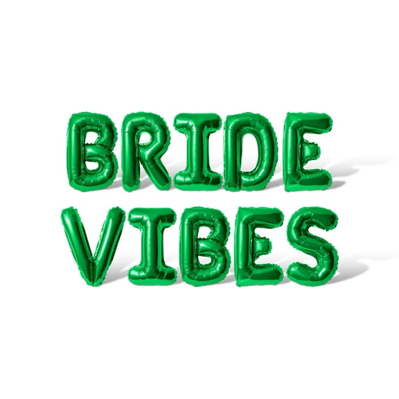 Letter Balloons - BRIDE VIBES 16" Inch Alphabet Letters Foil Mylar Balloon Bachelorette or Bridal Shower Party Banner (Green)