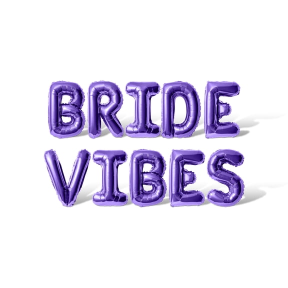 Letter Balloons - BRIDE VIBES 16" Inch Alphabet Letters Foil Mylar Balloon Bachelorette or Bridal Shower Party Banner (Purple)