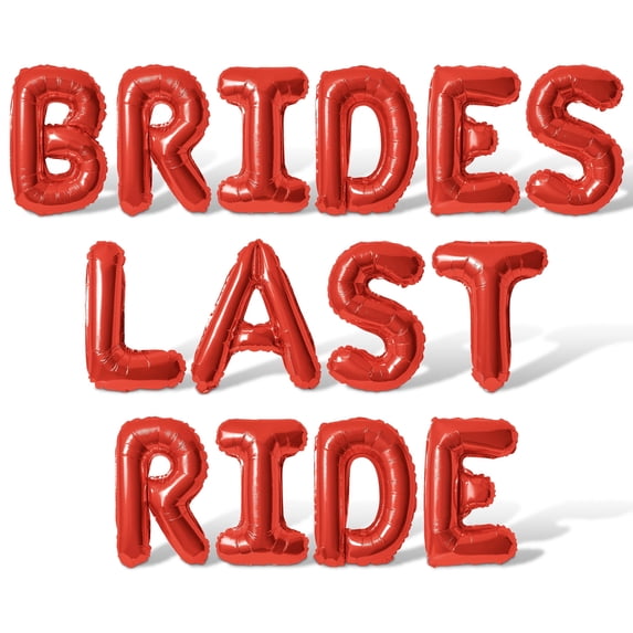 Letter Balloons - BRIDES LAST RIDE 16" Inch Alphabet Letters Foil Mylar Balloon Bachelorette Party Banner (Red)