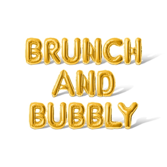 Letter Balloons - BRUNCH AND BUBBLY 16" Inch Alphabet Letters Foil Mylar Balloon Bachelorette or Bridal Shower Party Banner (Gold)