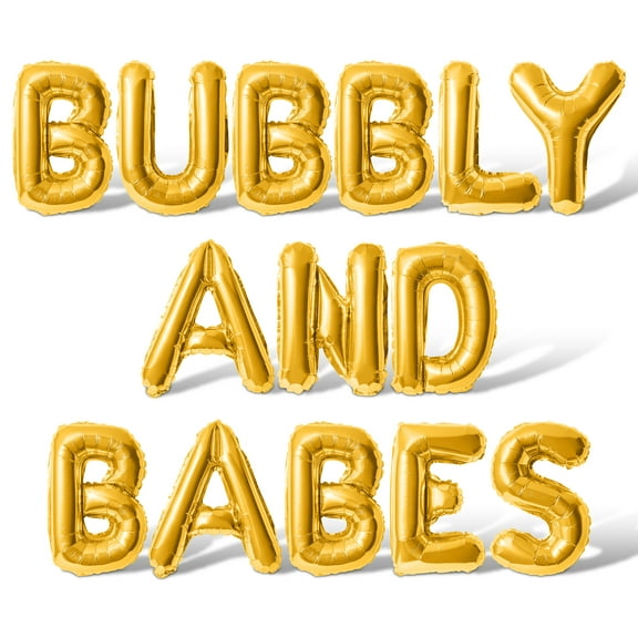 Letter Balloons - BUBBLY AND BABES 16" Inch Alphabet Letters Foil Mylar Balloon Galentines Day Party Banner (Gold)