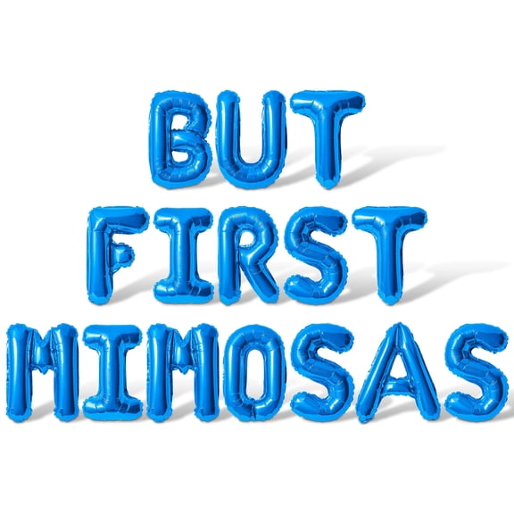 Letter Balloons - BUT FIRST MIMOSAS 16" Inch Alphabet Letters Foil Mylar Balloon Pride Day Party Banner (Blue)