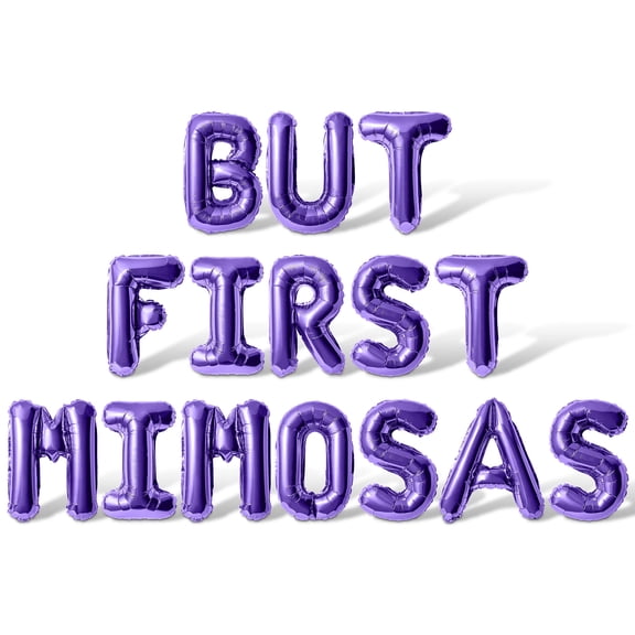 Letter Balloons - BUT FIRST MIMOSAS 16" Inch Alphabet Letters Foil Mylar Balloon Pride Day Party Banner (Purple)