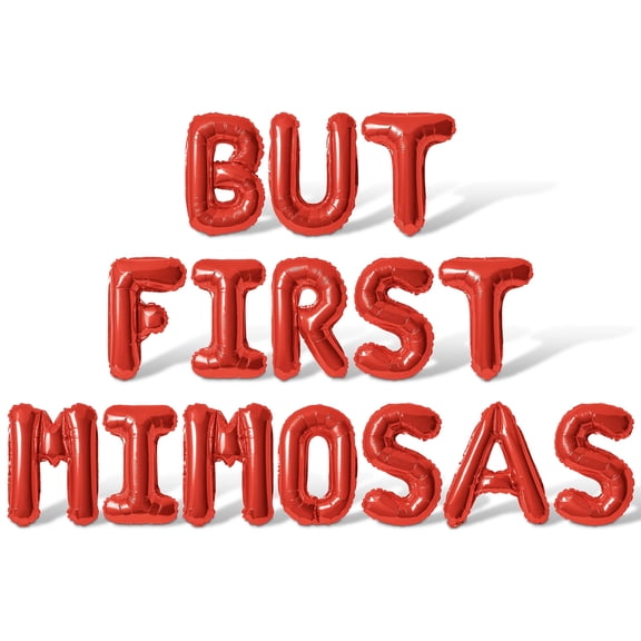 Letter Balloons - BUT FIRST MIMOSAS 16" Inch Alphabet Letters Foil Mylar Balloon Pride Day Party Banner (Red)