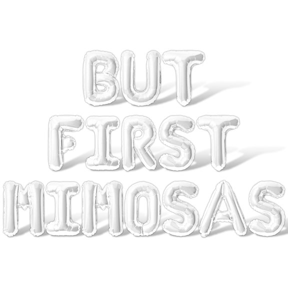 Letter Balloons - BUT FIRST MIMOSAS 16" Inch Alphabet Letters Foil Mylar Balloon Pride Day Party Banner (White)