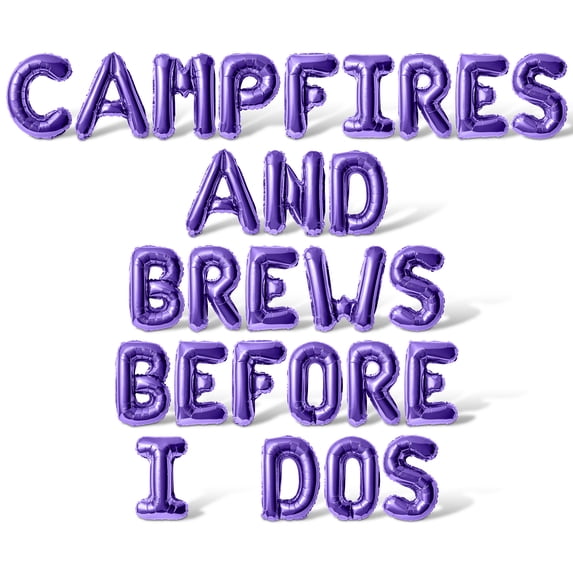 Letter Balloons - CAMPFIRES AND BREWS BEFORE I DOS 16" Inch Alphabet Letters Foil Mylar Balloon Bachelorette Party Banner (Purple)