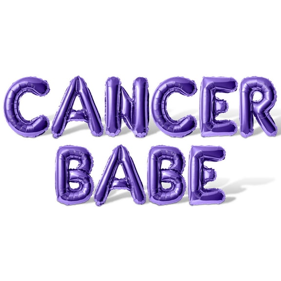 Letter Balloons - CANCER BABE 16" Inch Alphabet Letters Foil Mylar Balloon Cancer Birthday Party Banner (Purple)