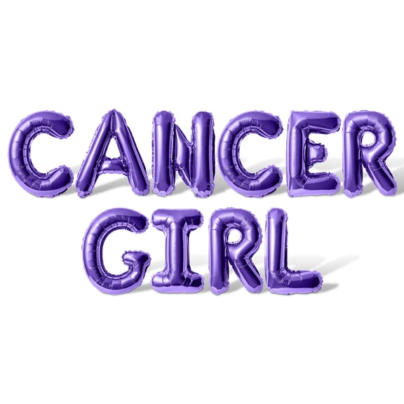 Letter Balloons - CANCER GIRL 16" Inch Alphabet Letters Foil Mylar Balloon Cancer Birthday Party Banner (Purple)