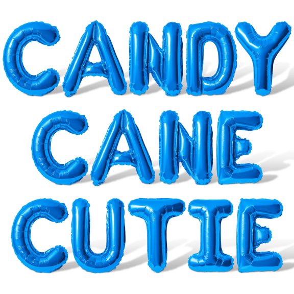 Letter Balloons - CANDY CANE CUTIE 16" Inch Alphabet Letters Foil Mylar Balloon Christmas Party Banner (Blue)