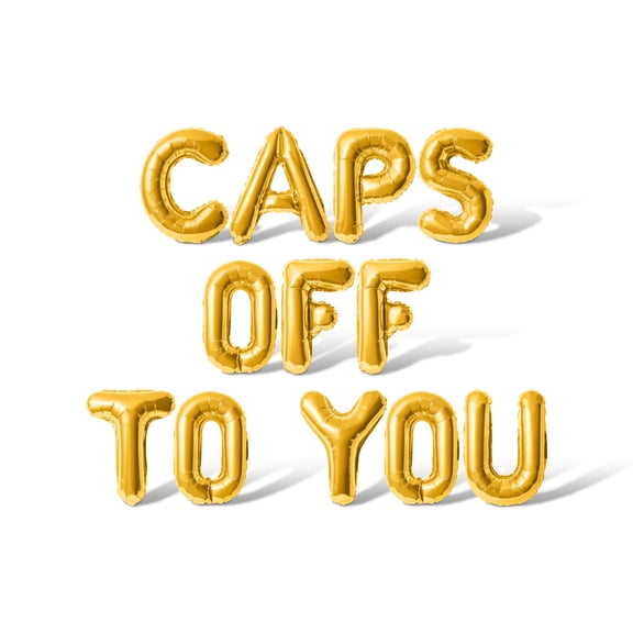 Letter Balloons - CAPS OFF TO YOU 16" Inch Alphabet Letters Foil Mylar Balloon Graduation Day Party Banner (Gold)