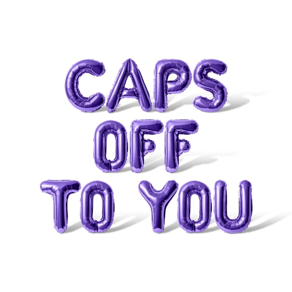 Letter Balloons - CAPS OFF TO YOU 16" Inch Alphabet Letters Foil Mylar Balloon Graduation Day Party Banner (Purple)