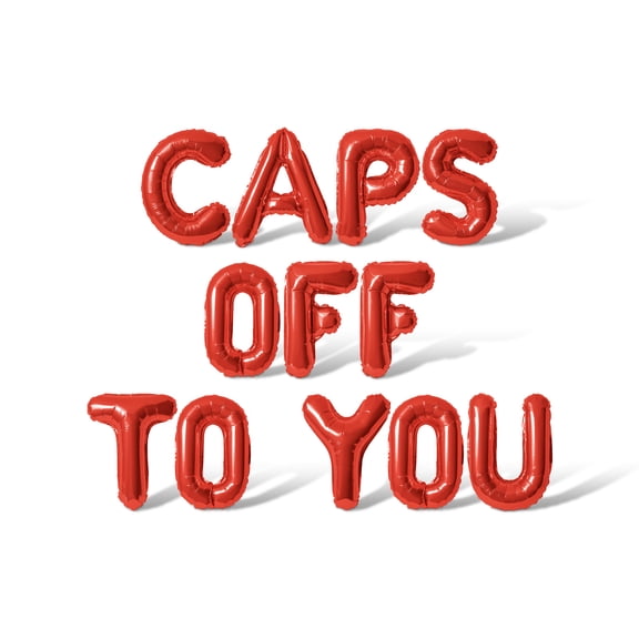 Letter Balloons - CAPS OFF TO YOU 16" Inch Alphabet Letters Foil Mylar Balloon Graduation Day Party Banner (Red)
