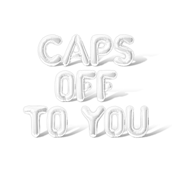 Letter Balloons - CAPS OFF TO YOU 16" Inch Alphabet Letters Foil Mylar Balloon Graduation Day Party Banner (White)