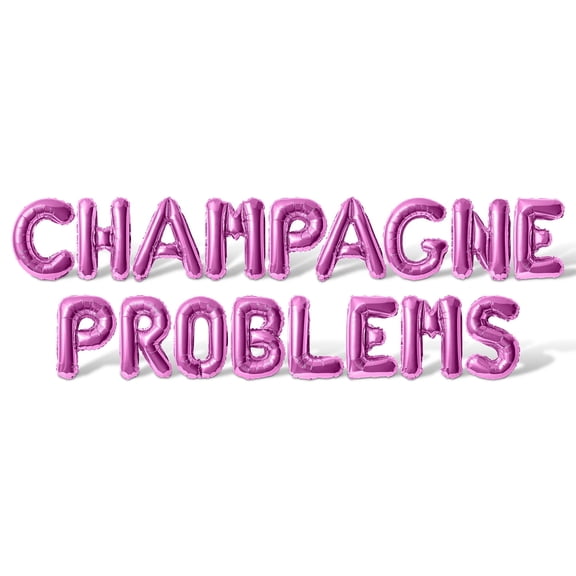 Letter Balloons - CHAMPAGNE PROBLEMS 16" Inch Alphabet Letters Foil Mylar Balloon Birthday Party Banner (Pink)