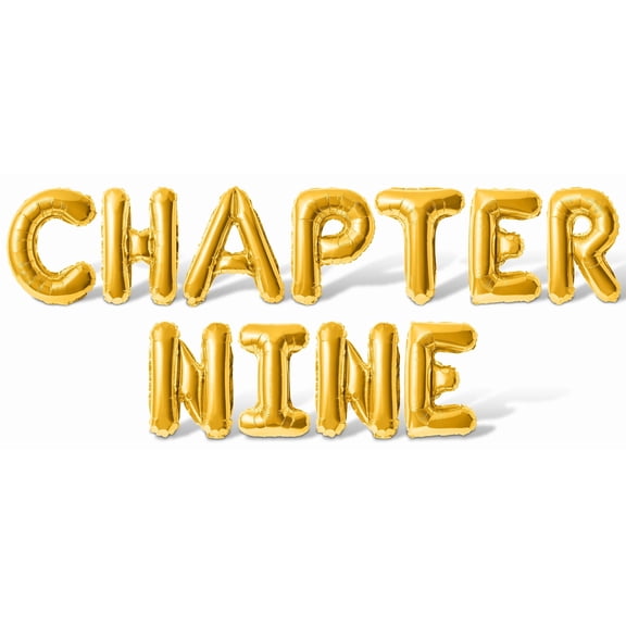 Letter Balloons - CHAPTER NINE 16" Inch Alphabet Letters Foil Mylar Balloon 9th Birthday Party Banner (Gold)
