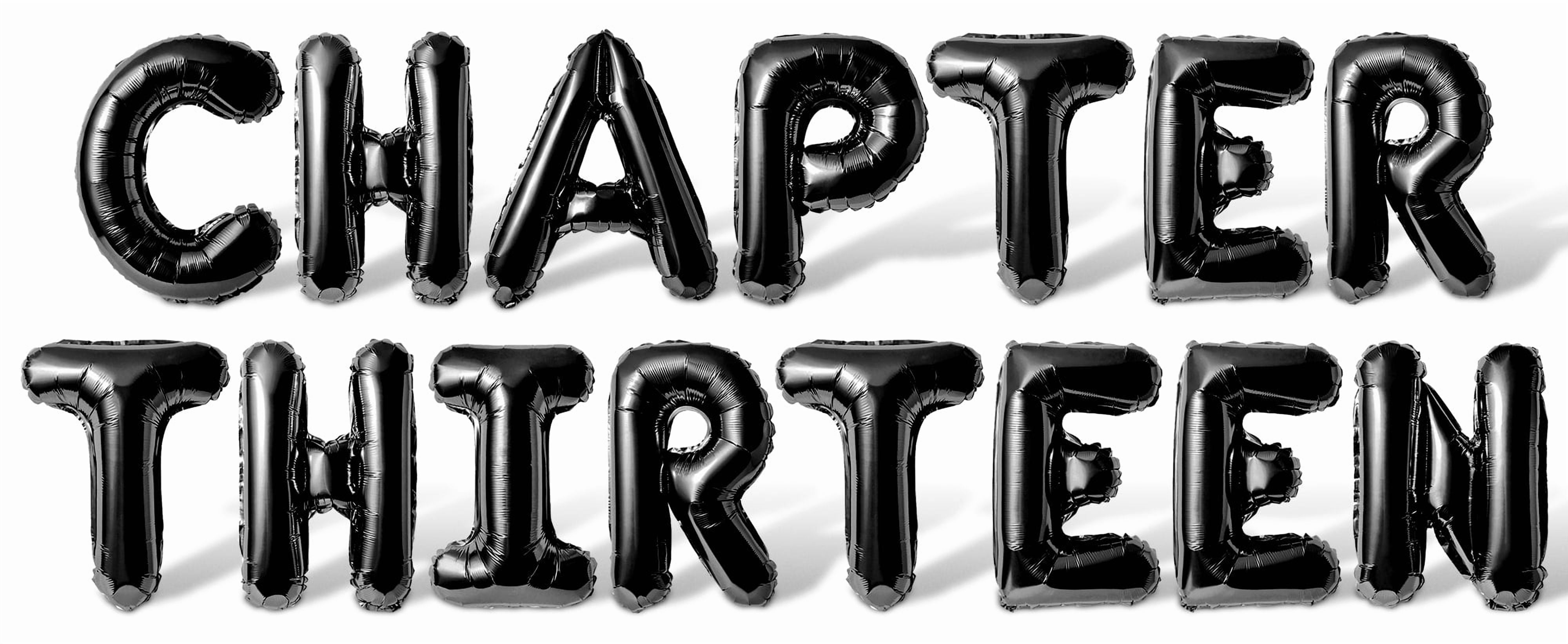 Letter Balloons - CHAPTER THIRTEEN 16" Inch Alphabet Letters Foil Mylar Balloon 13th Birthday Party Banner (Black)