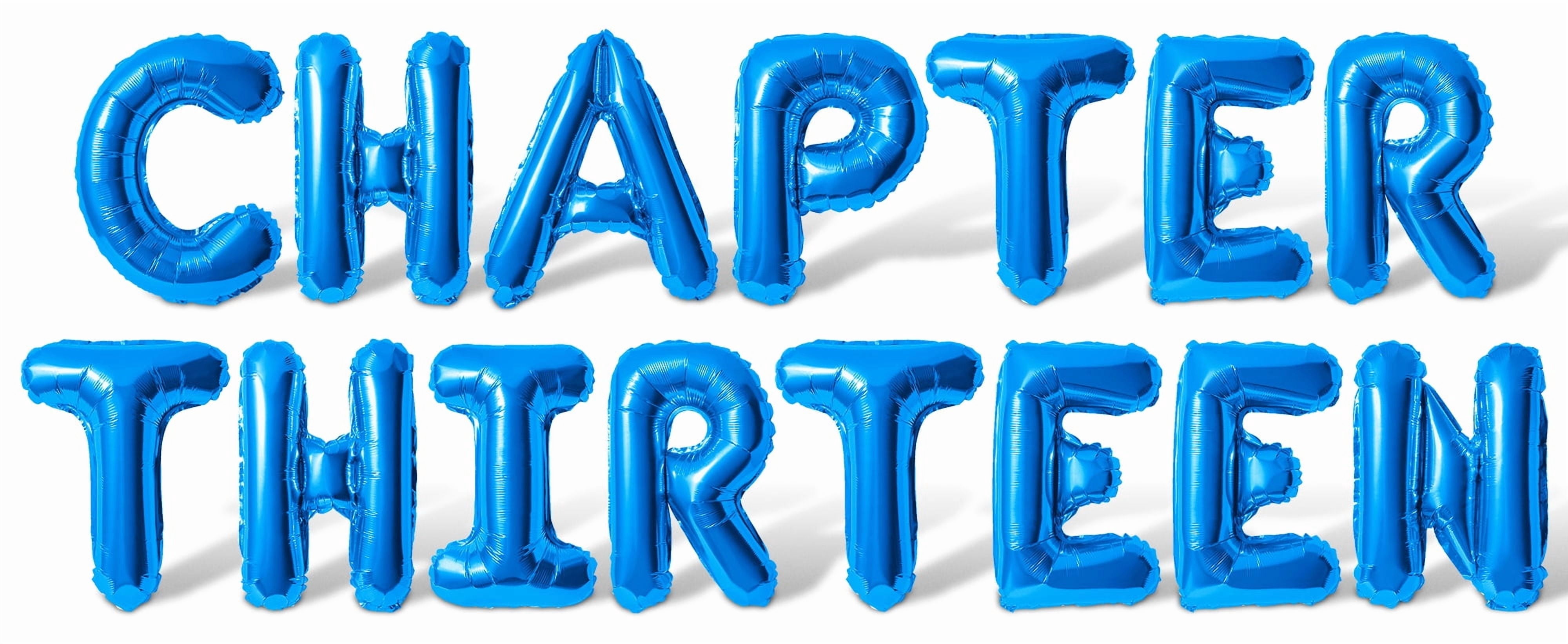Letter Balloons - CHAPTER THIRTEEN 16" Inch Alphabet Letters Foil Mylar Balloon 13th Birthday Party Banner (Blue)