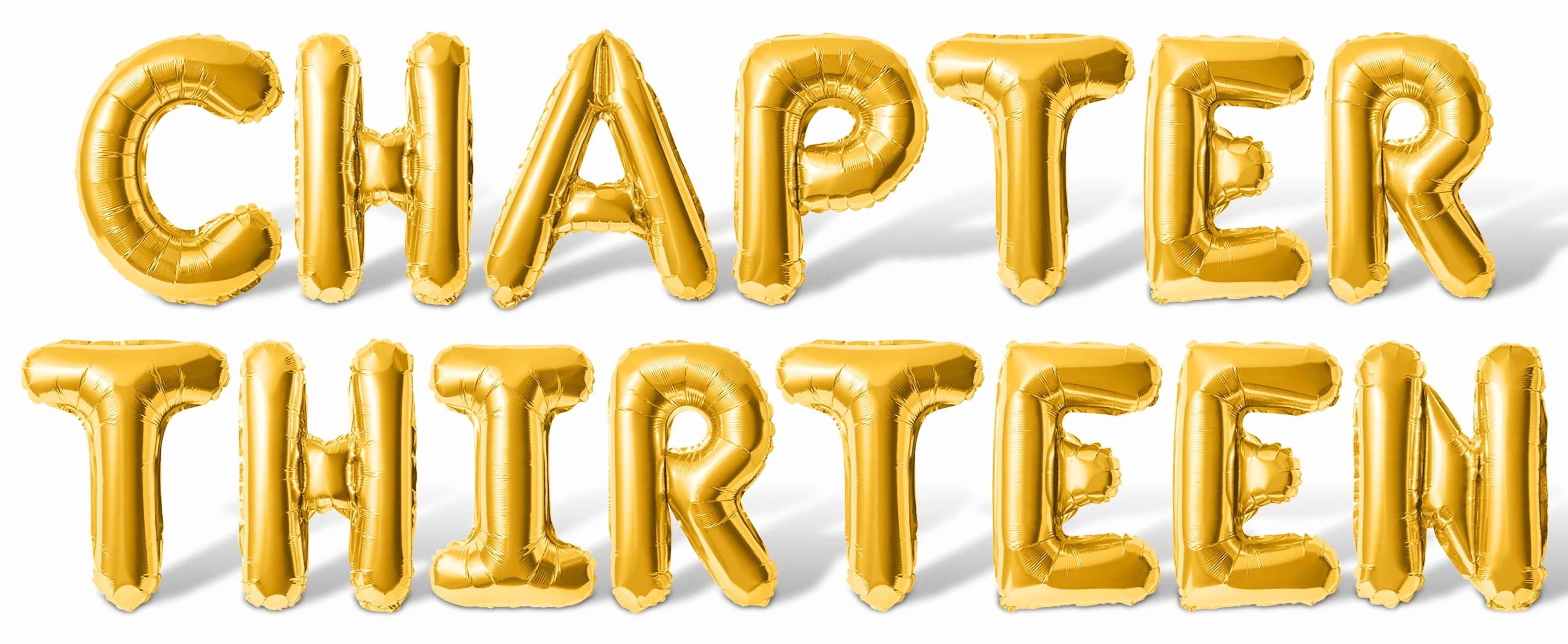 Letter Balloons - CHAPTER THIRTEEN 16" Inch Alphabet Letters Foil Mylar Balloon 13th Birthday Party Banner (Gold)