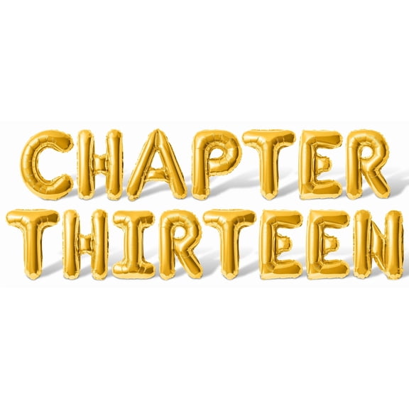 Letter Balloons - CHAPTER THIRTEEN 16" Inch Alphabet Letters Foil Mylar Balloon 13th Birthday Party Banner (Gold)