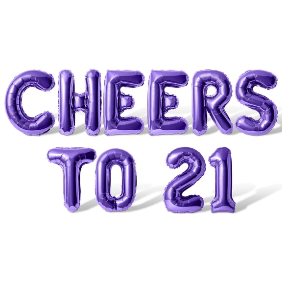Letter Balloons - CHEERS TO 21 16" Inch Alphabet Letters Foil Mylar Balloon Bachelorette Party Banner (Purple)