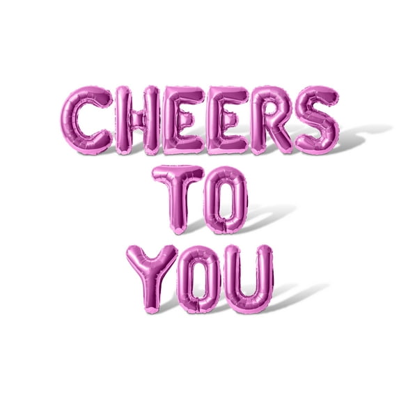 Letter Balloons - CHEERS TO YOU 16" Inch Alphabet Letters Foil Mylar Balloon Bachelorette or Bridal Shower Party Banner (Pink)