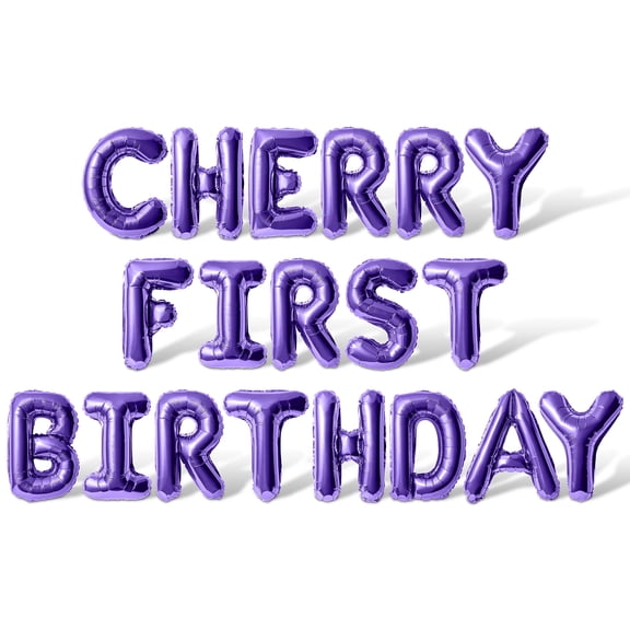 Letter Balloons - CHERRY FIRST BIRTHDAY 16" Inch Alphabet Letters Foil Mylar Balloon 1st Birthday Party Banner (Purple)