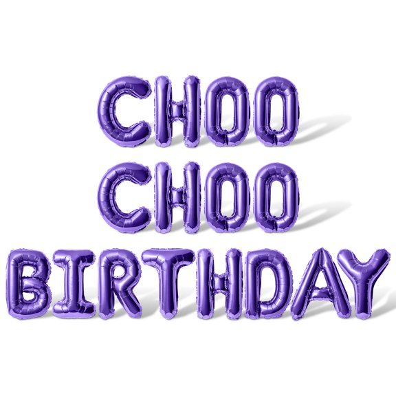 Letter Balloons - CHOO CHOO BIRTHDAY 16" Inch Alphabet Letters Foil Mylar Balloon Train Themed Birthday Party Banner (Purple)