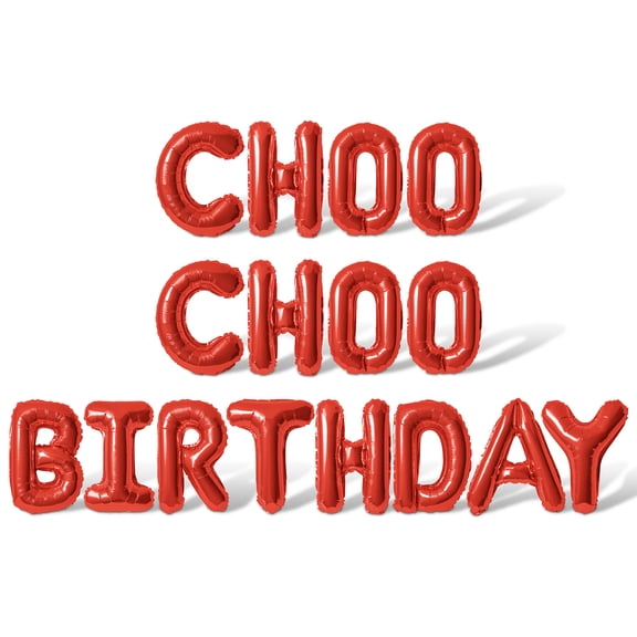 Letter Balloons - CHOO CHOO BIRTHDAY 16" Inch Alphabet Letters Foil Mylar Balloon Train Themed Birthday Party Banner (Red)