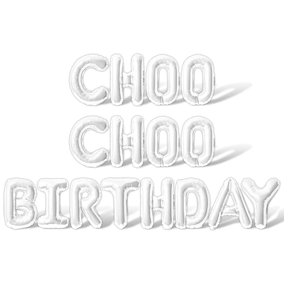 Letter Balloons - CHOO CHOO BIRTHDAY 16" Inch Alphabet Letters Foil Mylar Balloon Train Themed Birthday Party Banner (White)
