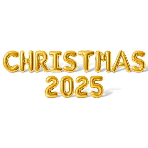 Letter Balloons - CHRISTMAS 2025 16" Inch Alphabet Letters Foil Mylar Balloon Christmas Party Banner (Gold)