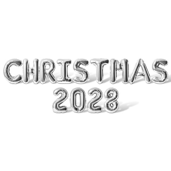 Letter Balloons - CHRISTMAS 2028 16" Inch Alphabet Letters Foil Mylar Balloon Christmas Party Banner (Silver)