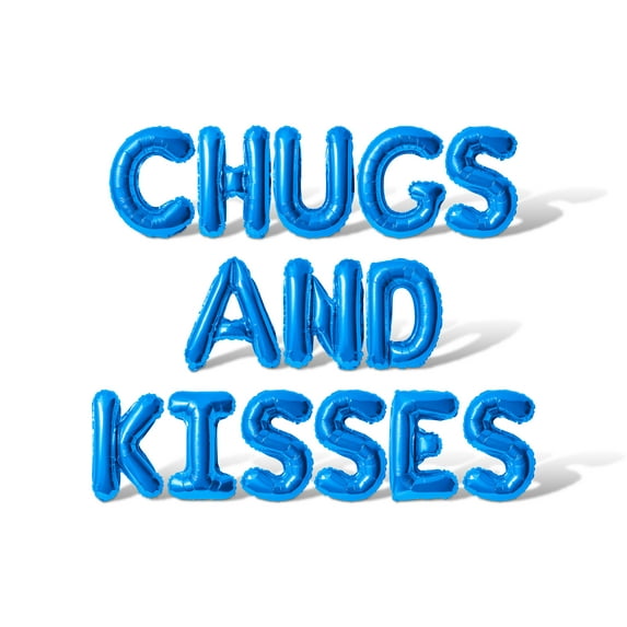 Letter Balloons - CHUGS AND KISSES 16" Inch Alphabet Letters Foil Mylar Balloon Valentine's Day Party Banner (Blue)