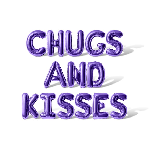 Letter Balloons - CHUGS AND KISSES 16" Inch Alphabet Letters Foil Mylar Balloon Valentine's Day Party Banner (Purple)