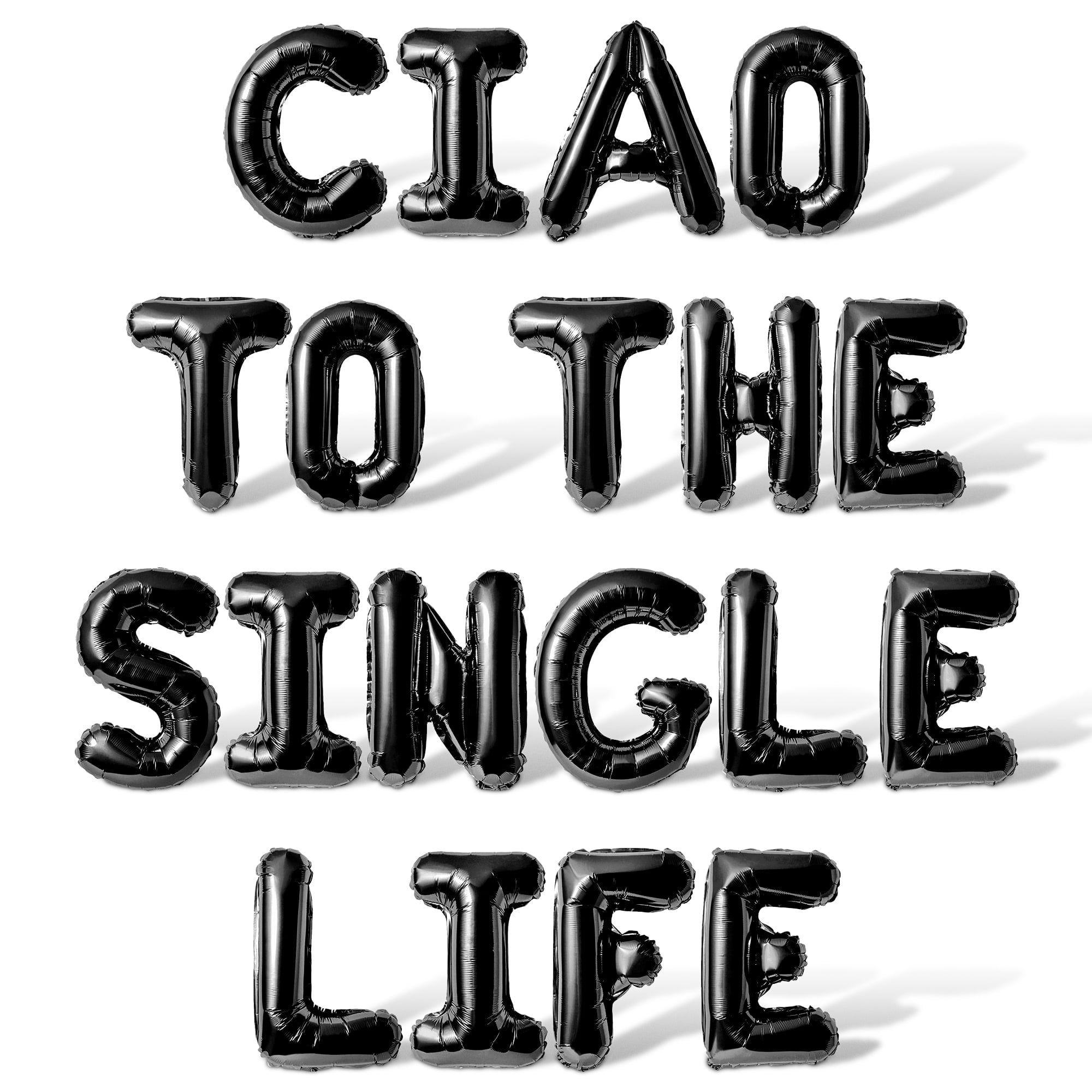 Letter Balloons - CIAO TO THE SINGLE LIFE 16" Inch Alphabet Letters Foil Mylar Balloon Bachelorette Party Banner (Black)