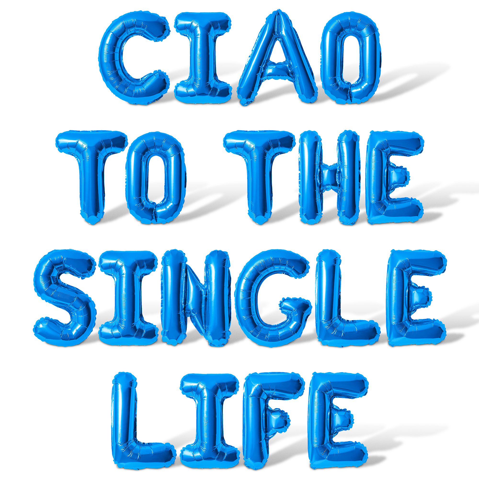 Letter Balloons - CIAO TO THE SINGLE LIFE 16" Inch Alphabet Letters Foil Mylar Balloon Bachelorette Party Banner (Blue)
