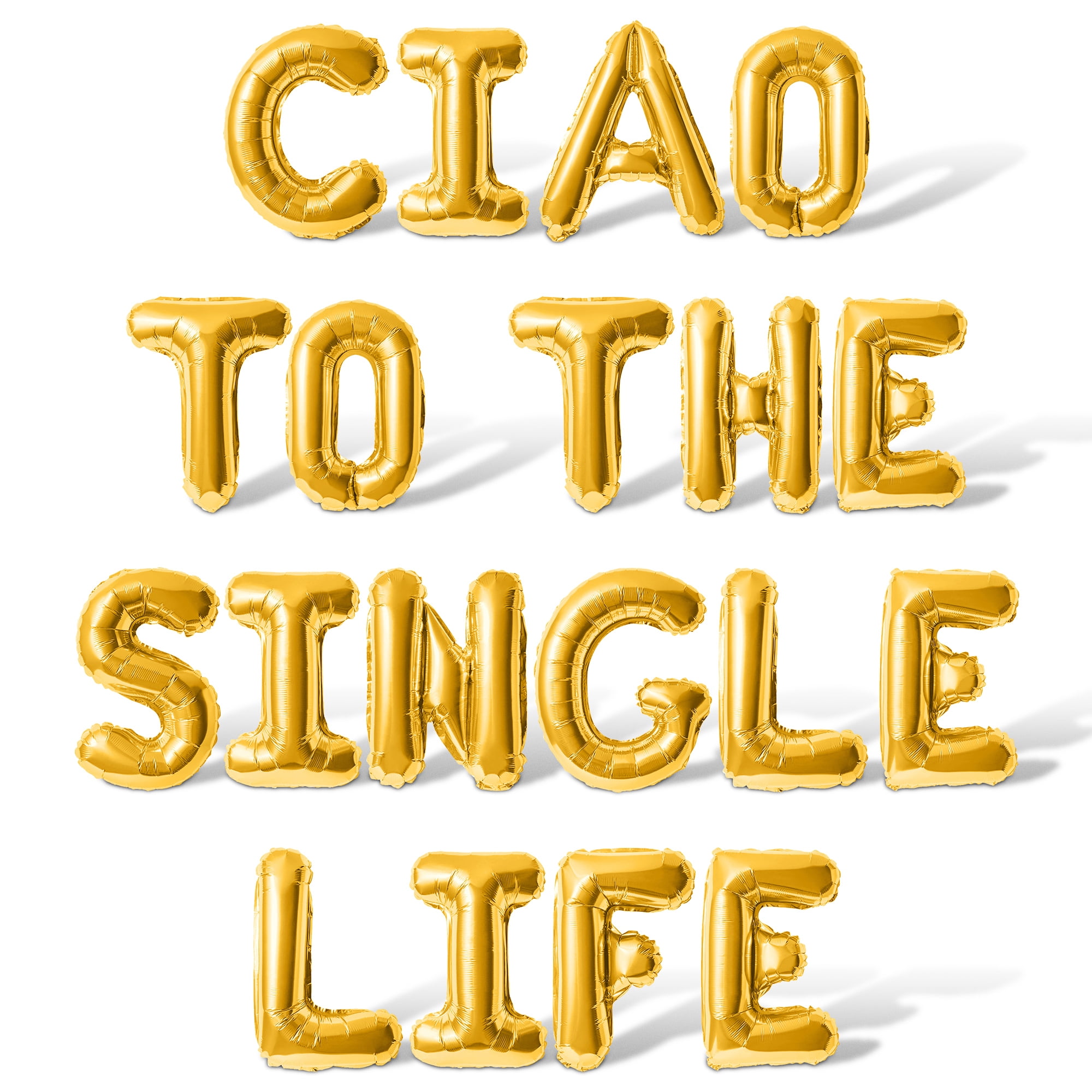 Letter Balloons - CIAO TO THE SINGLE LIFE 16" Inch Alphabet Letters Foil Mylar Balloon Bachelorette Party Banner (Gold)