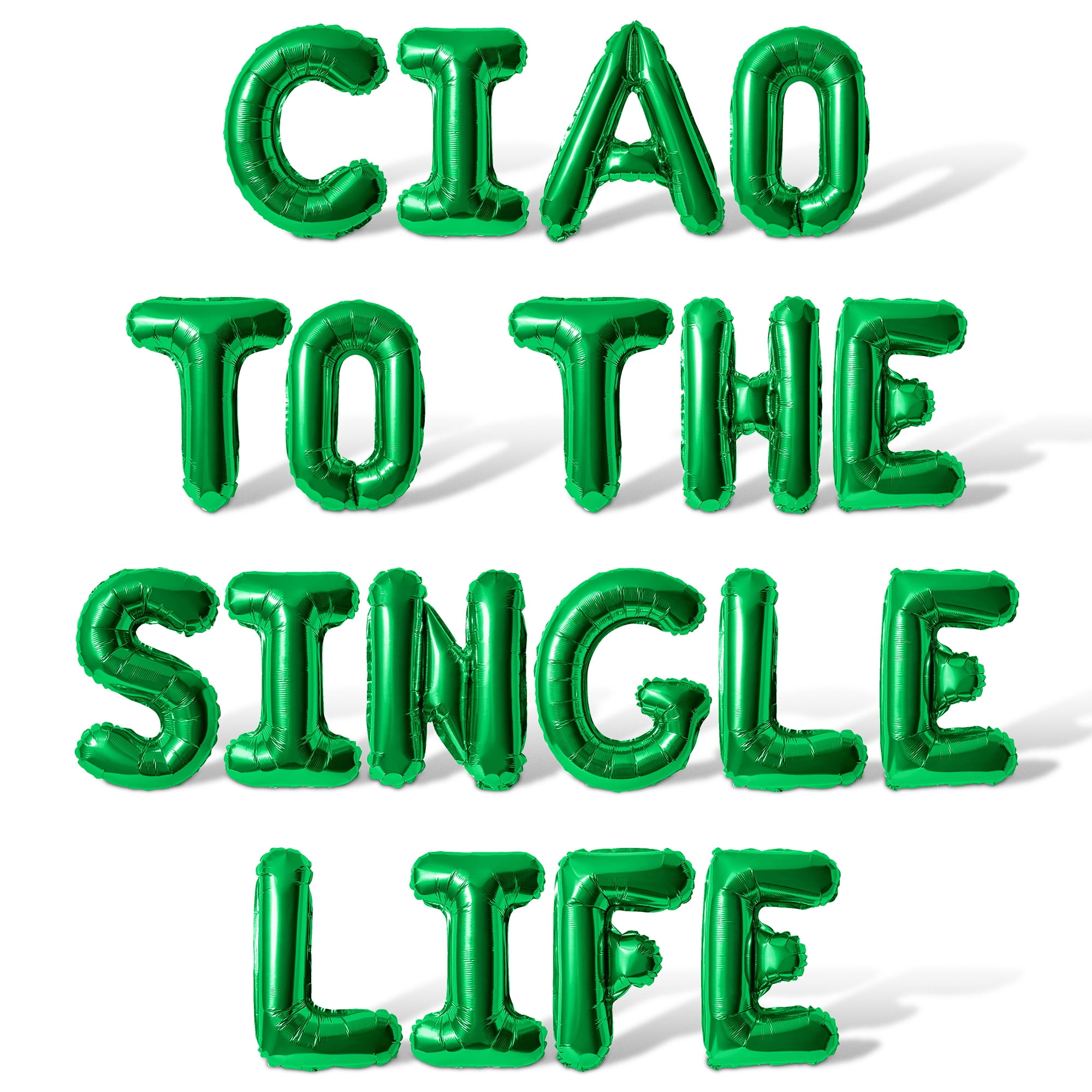 Letter Balloons - CIAO TO THE SINGLE LIFE 16" Inch Alphabet Letters Foil Mylar Balloon Bachelorette Party Banner (Green)