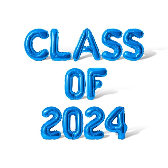 Letter Balloons - CLASS OF 2024 16" Inch Alphabet Letters Foil Mylar Balloon Graduation Day Party Banner (Blue)