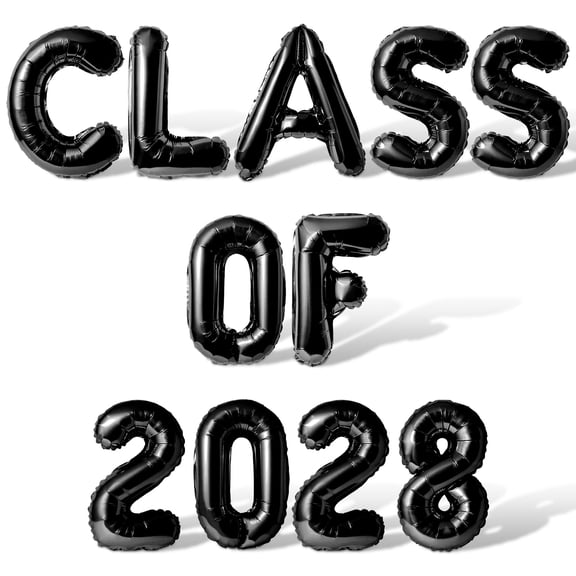Letter Balloons - CLASS OF 2028 16" Inch Alphabet Letters Foil Mylar Balloon Graduation Party Banner (Black)