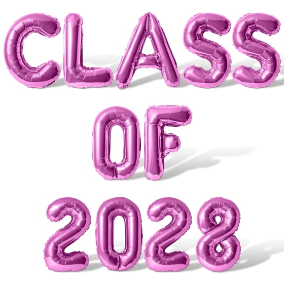Letter Balloons - CLASS OF 2028 16" Inch Alphabet Letters Foil Mylar Balloon Graduation Party Banner (Pink)